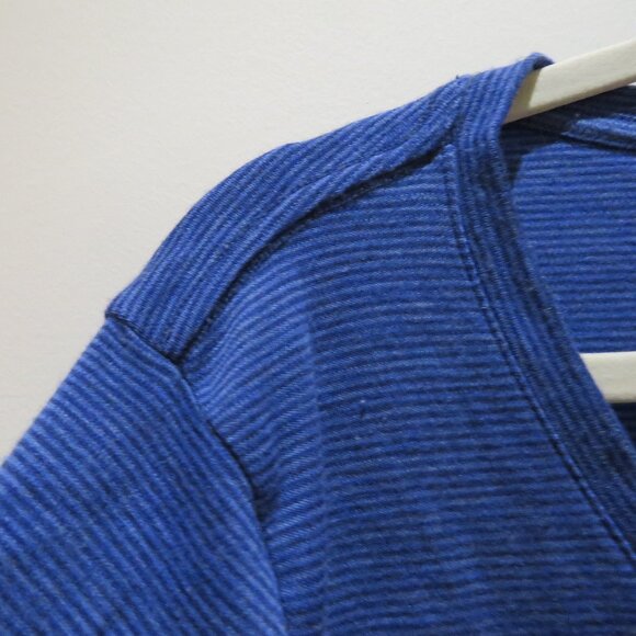 WOOLX Eva Tunic 100% Merino Wool Baselayer Top in Blue Stripe Gorpcore Travel XL - Picture 5 of 14